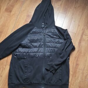 Athletic Works Black Quilted Hooded Jacket